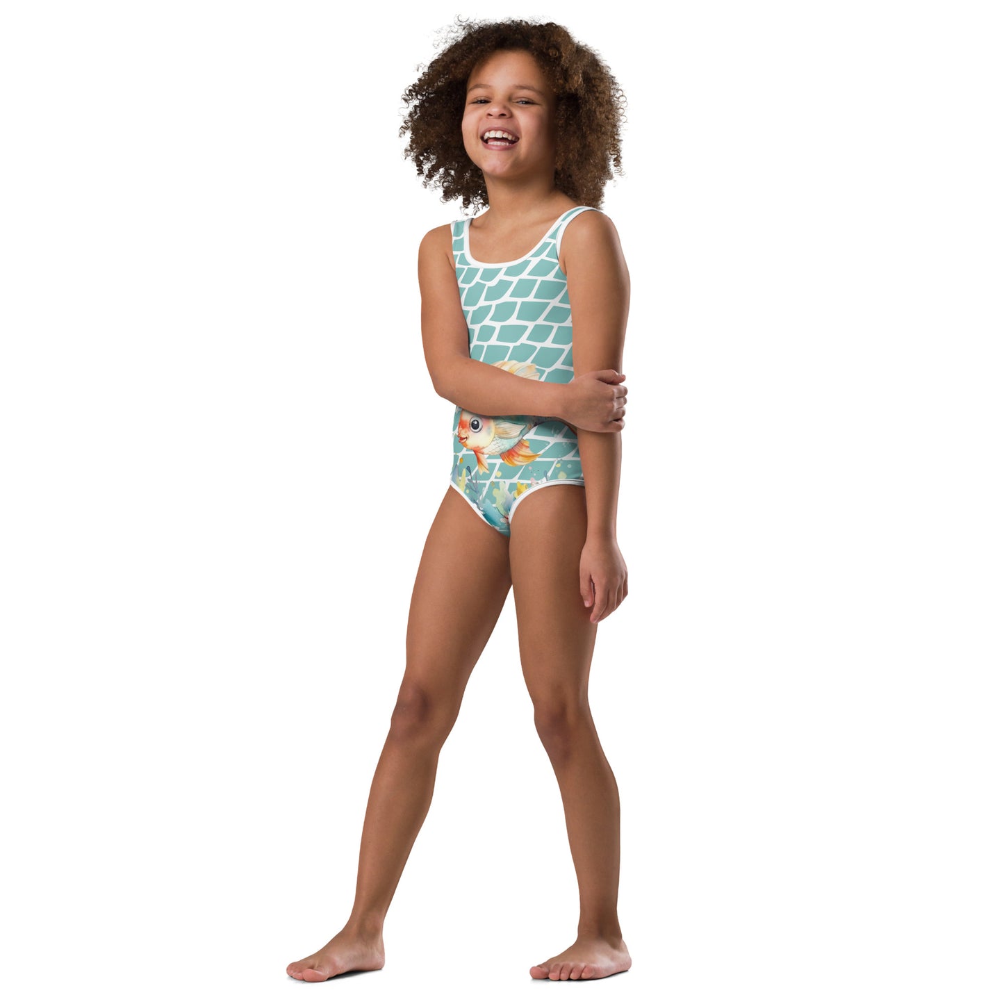 Ocean Love Fish All-Over Print Kids Swimsuit