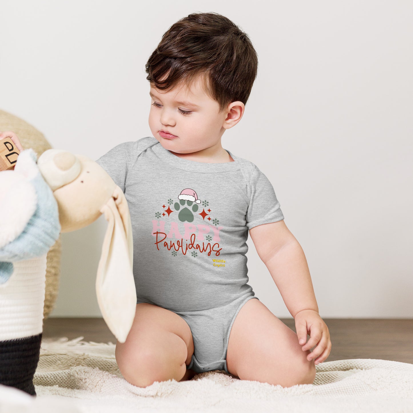 Happy Pawlidays Baby Short Sleeve Bodysuit