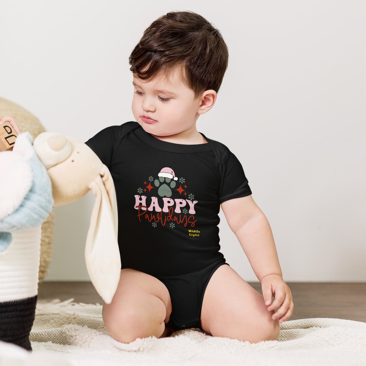 Happy Pawlidays Baby Short Sleeve Bodysuit