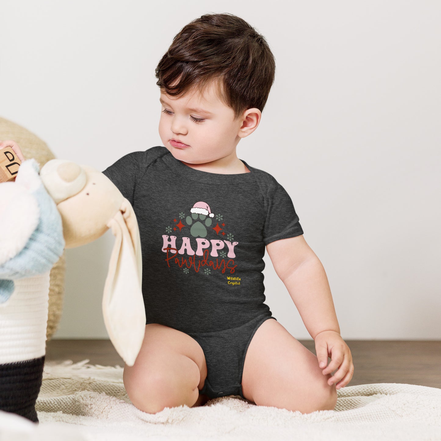 Happy Pawlidays Baby Short Sleeve Bodysuit