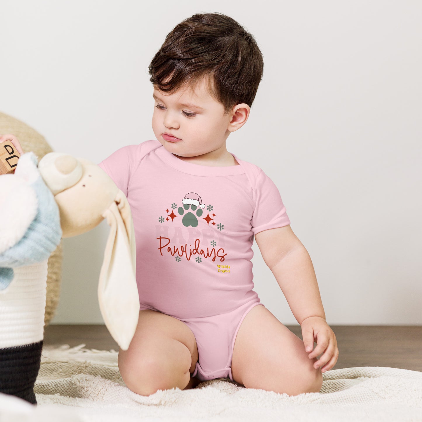 Happy Pawlidays Baby Short Sleeve Bodysuit