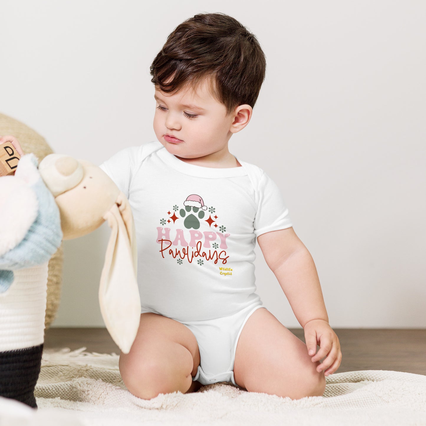 Happy Pawlidays Baby Short Sleeve Bodysuit