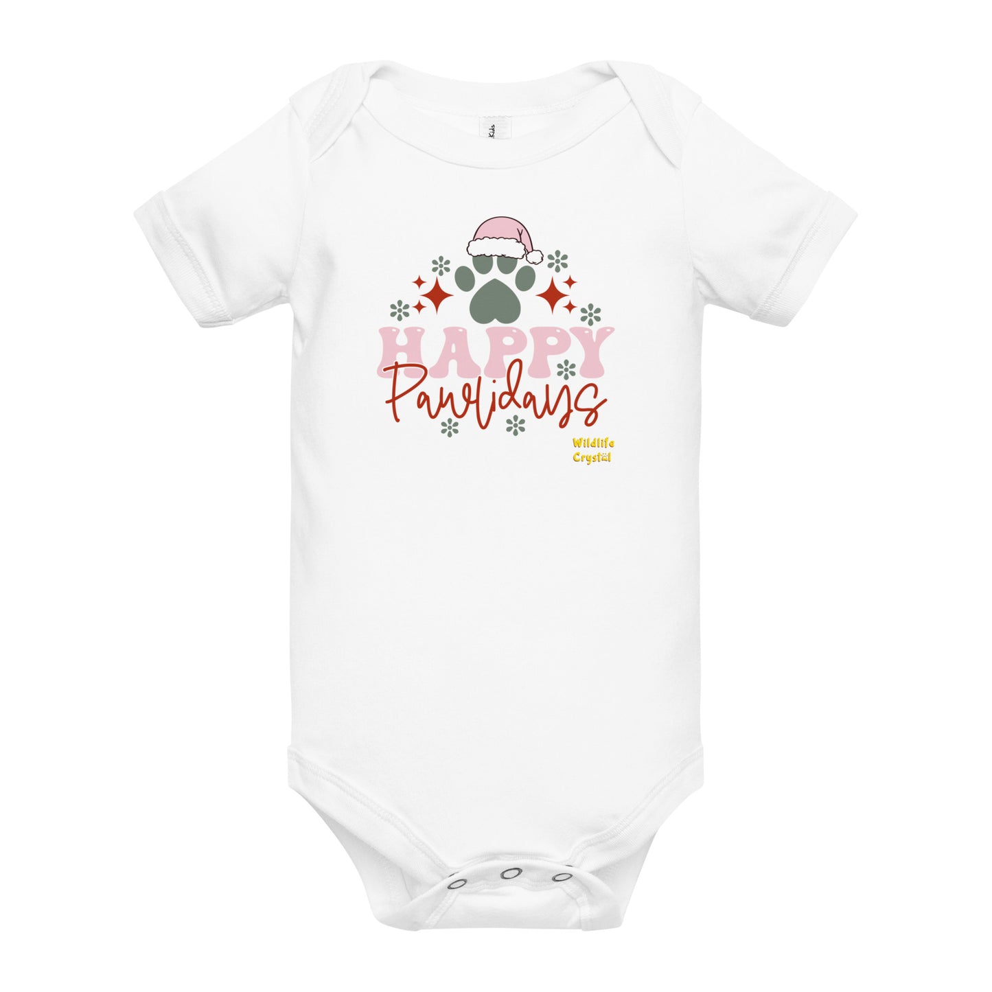Happy Pawlidays Baby Short Sleeve Bodysuit