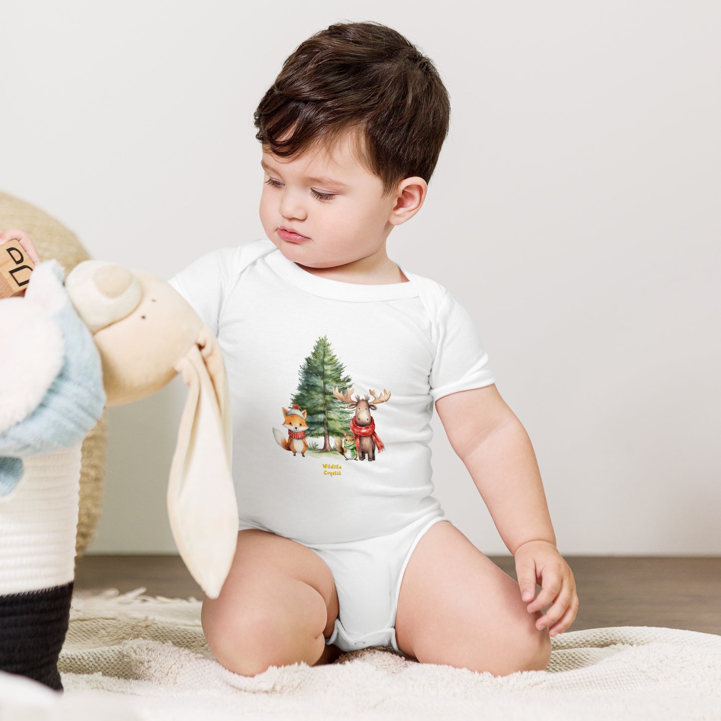 Winter Woodland Animals Baby short sleeve Bodysuit