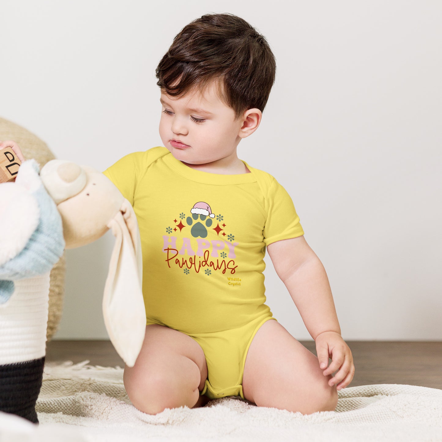 Happy Pawlidays Baby Short Sleeve Bodysuit