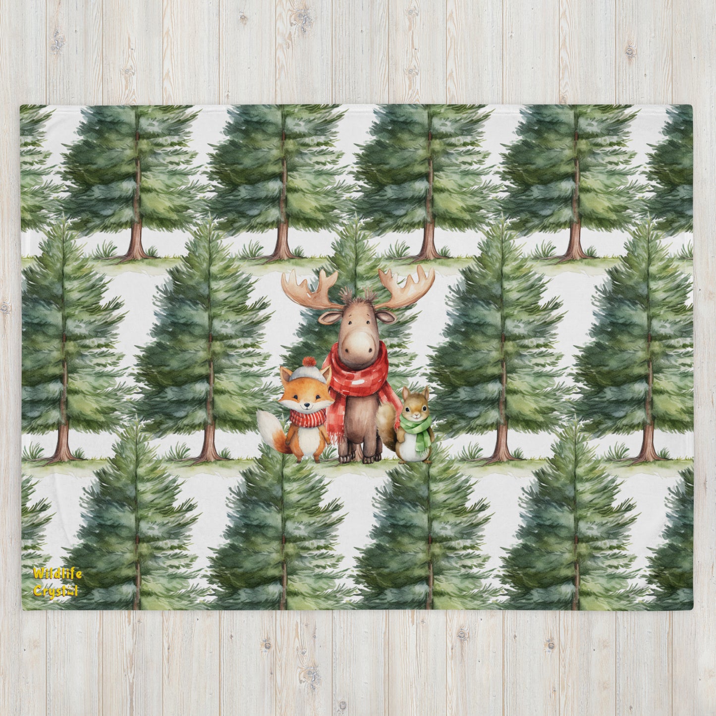 Winter Woodland Animals Throw Blanket