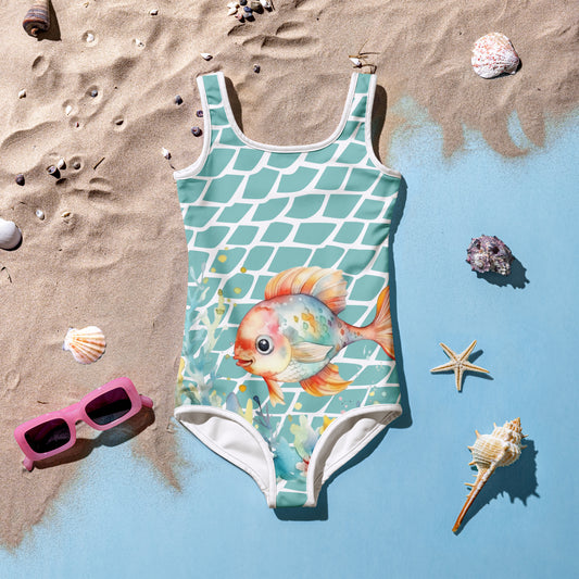 Ocean Love Fish All-Over Print Kids Swimsuit