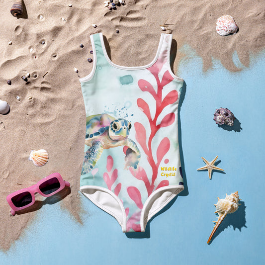 Ocean Love Sea Turtle All-Over Print Kids Swimsuit