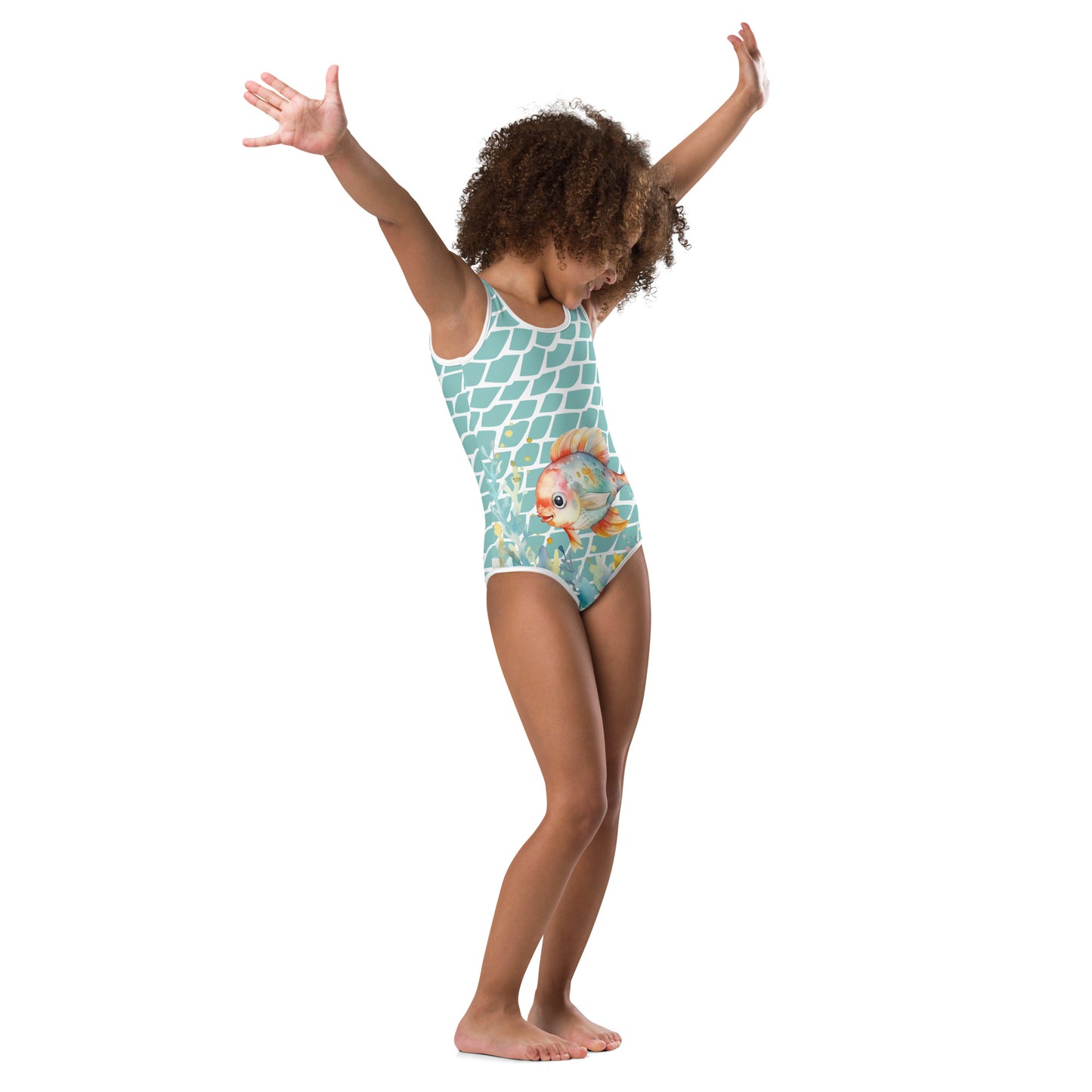 Ocean Love Fish All-Over Print Kids Swimsuit