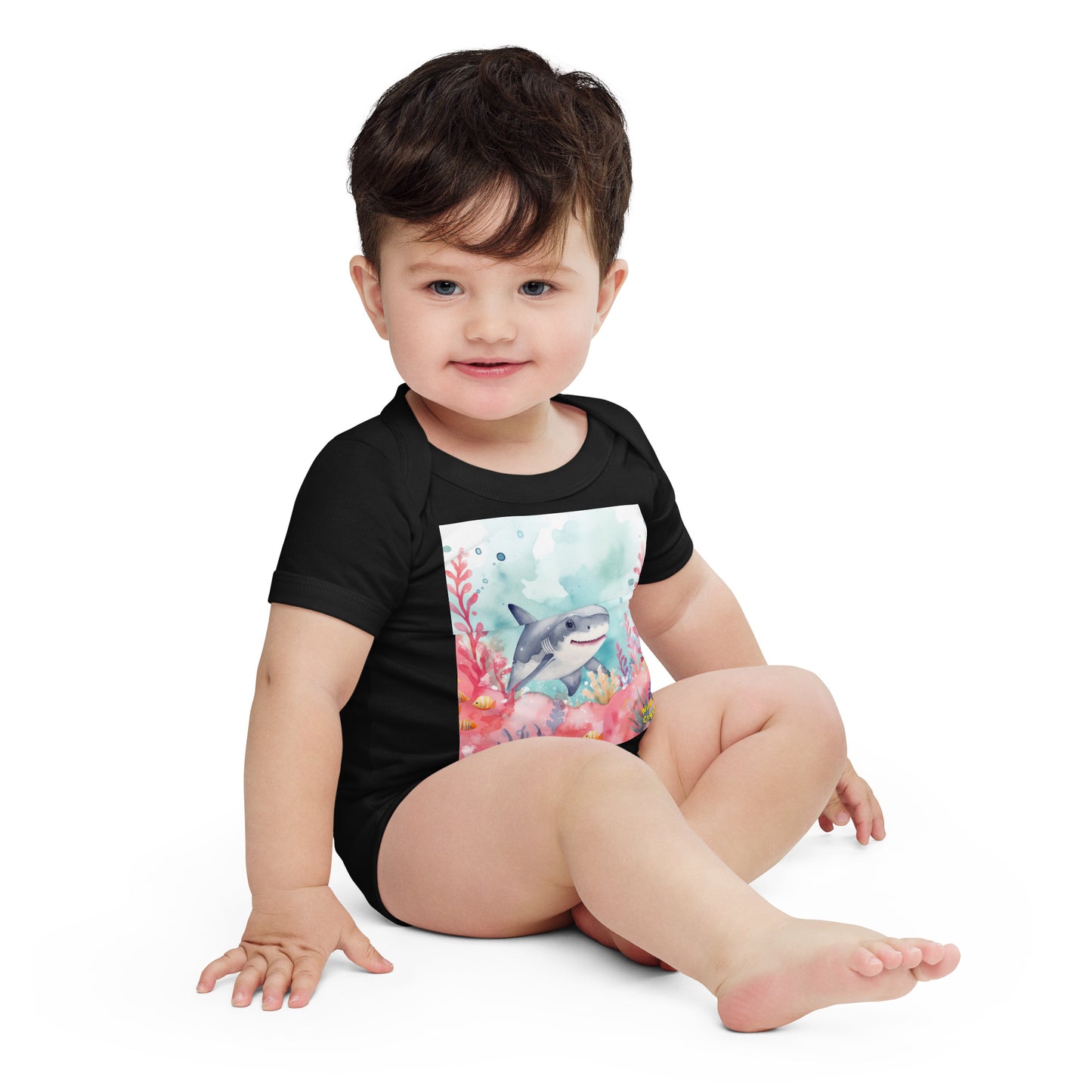 Ocean Love Shark Baby short sleeve bodysuit