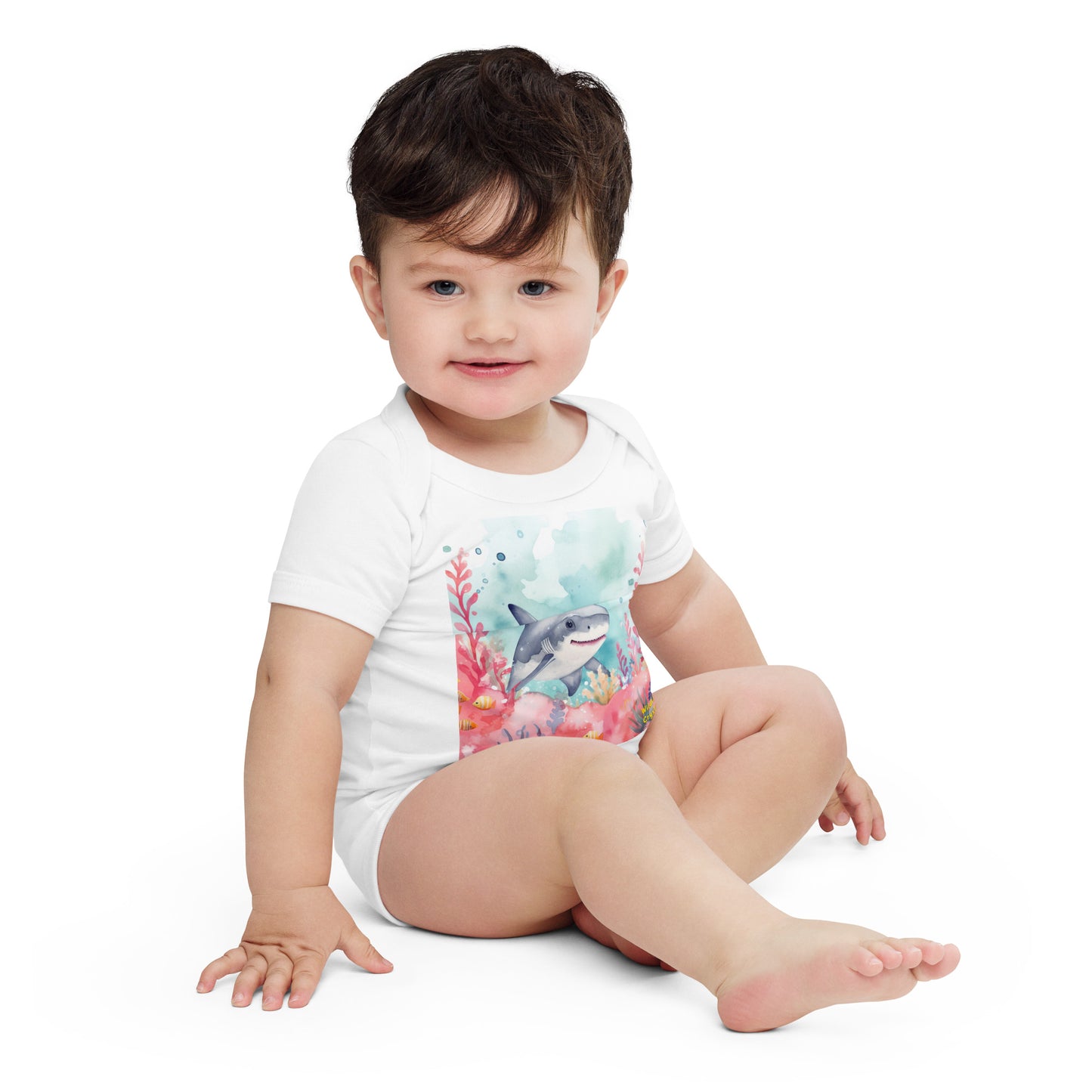 Ocean Love Shark Baby short sleeve bodysuit