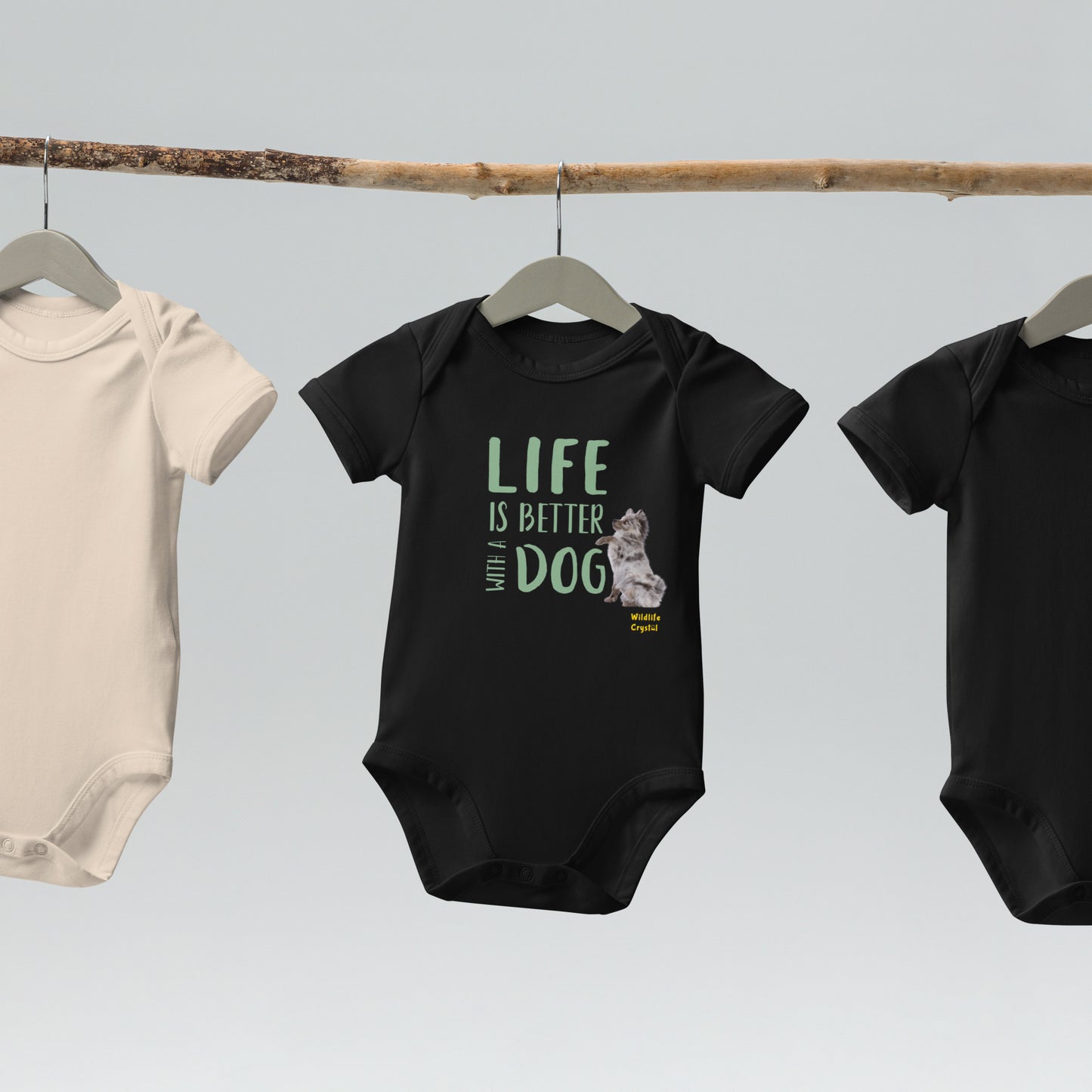 Life Is Better with a Dog Organic cotton baby bodysuit