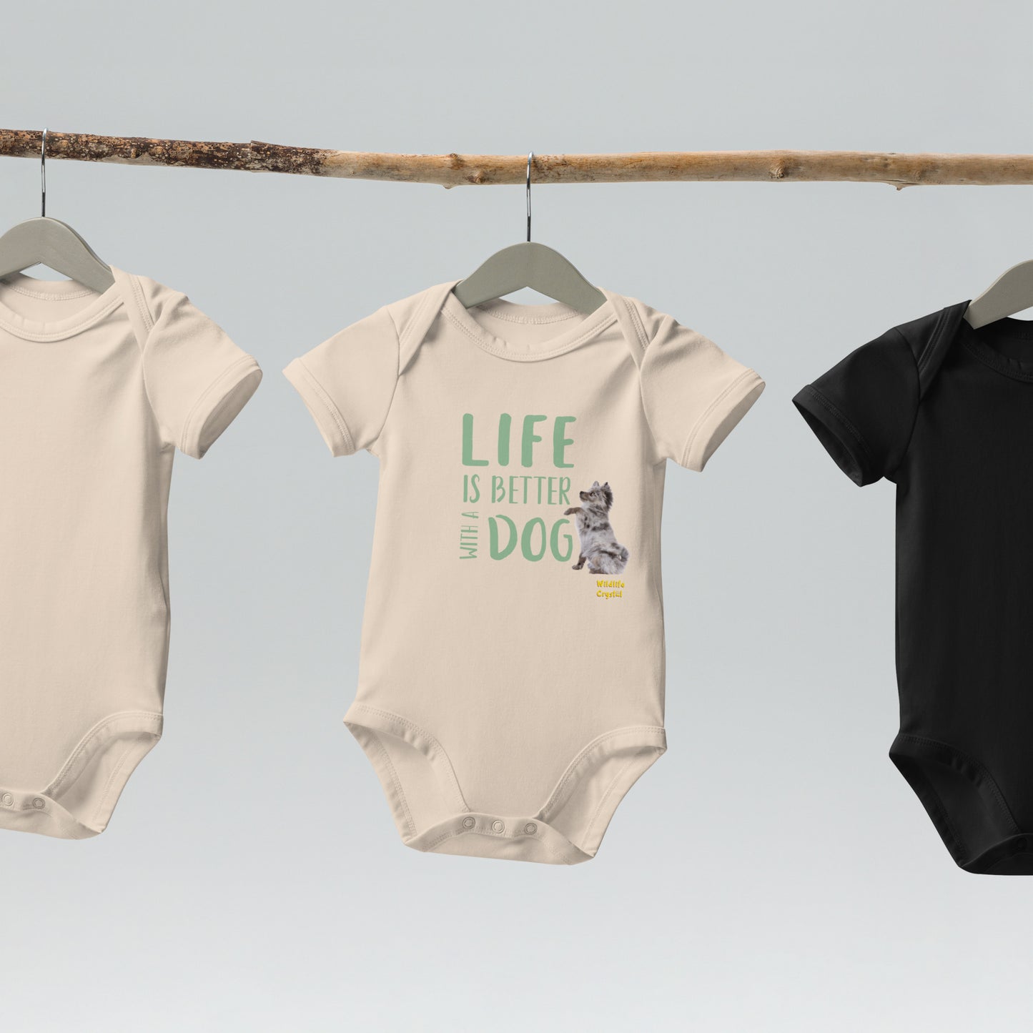 Life Is Better with a Dog Organic cotton baby bodysuit