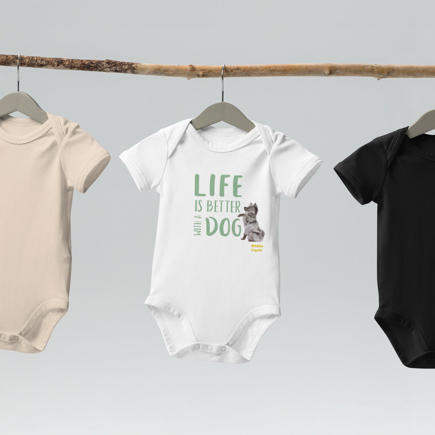 Life Is Better with a Dog Organic cotton baby bodysuit