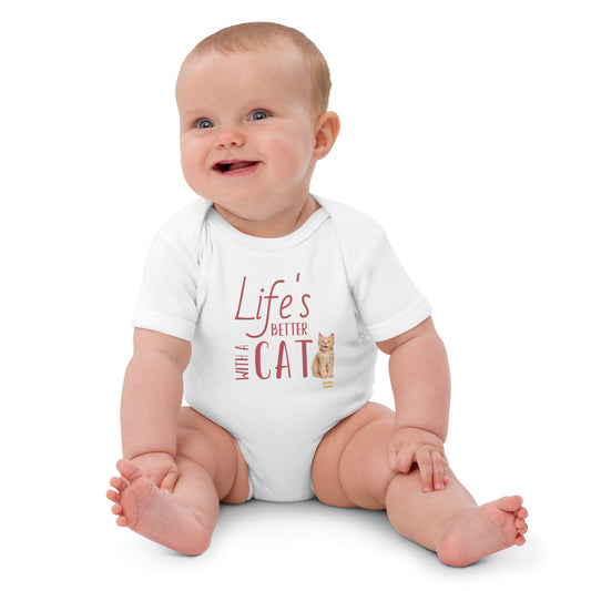 Life's Better with a Cat Organic Cotton Baby Bodysuit