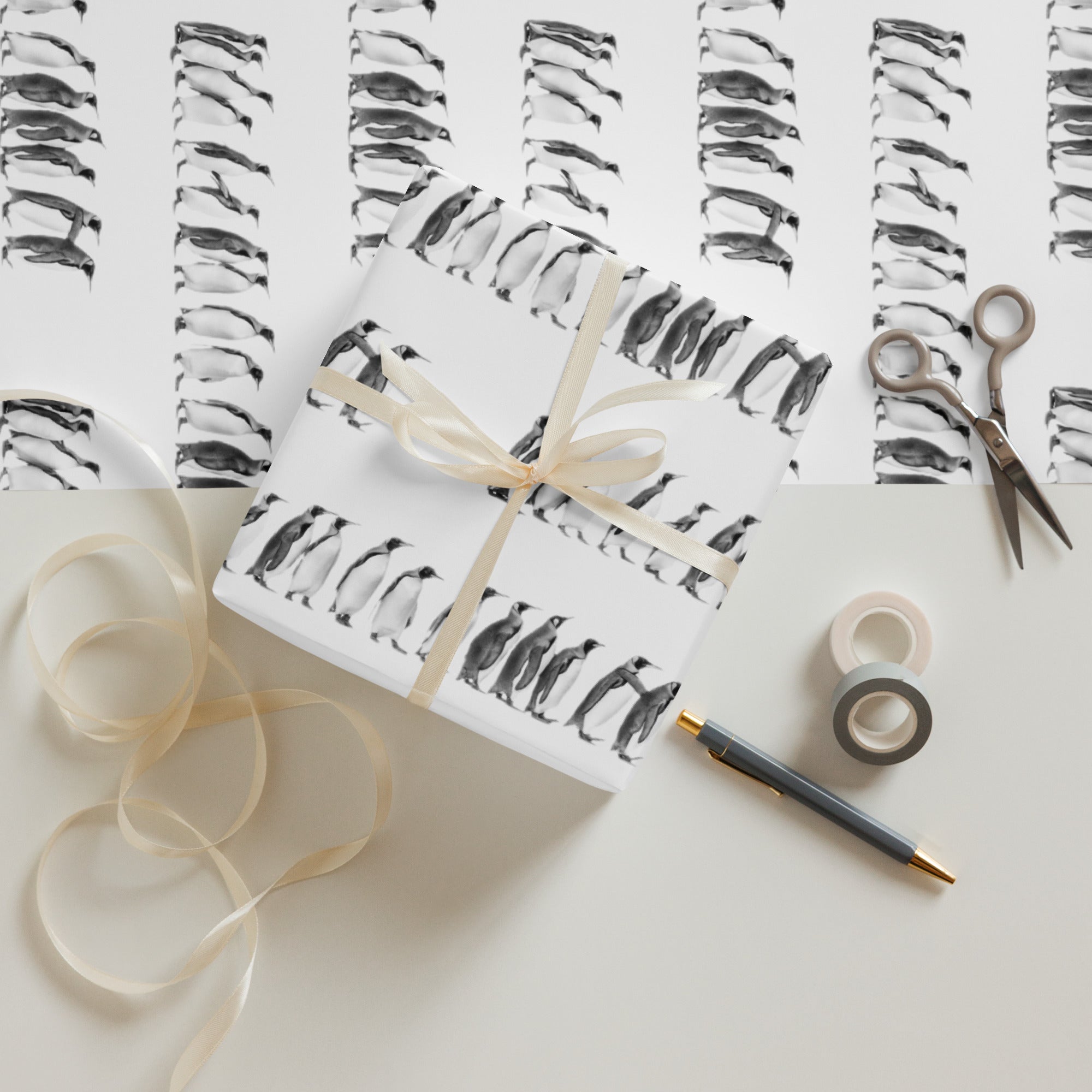 Penguin Line Wrapping paper sheets – Wildlife Crystal Shop